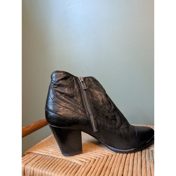 FRYE Womens Black Leather Western Ankle Boots Sz 6.5 Cowgirl Festival Boho Barn - Picture 3 of 8